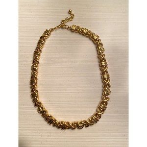 Vintage MONET necklace -- chunky gold with x and o kisses pattern